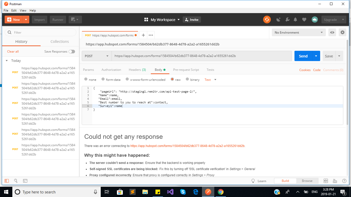 Solved HubSpot Community Forms API error on testing in Postman
