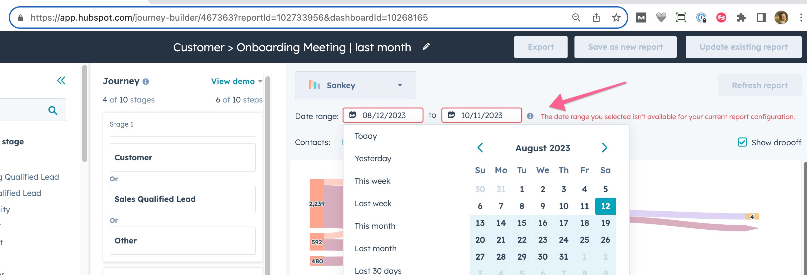 HubSpot Community Journey Report date filter limitations HubSpot