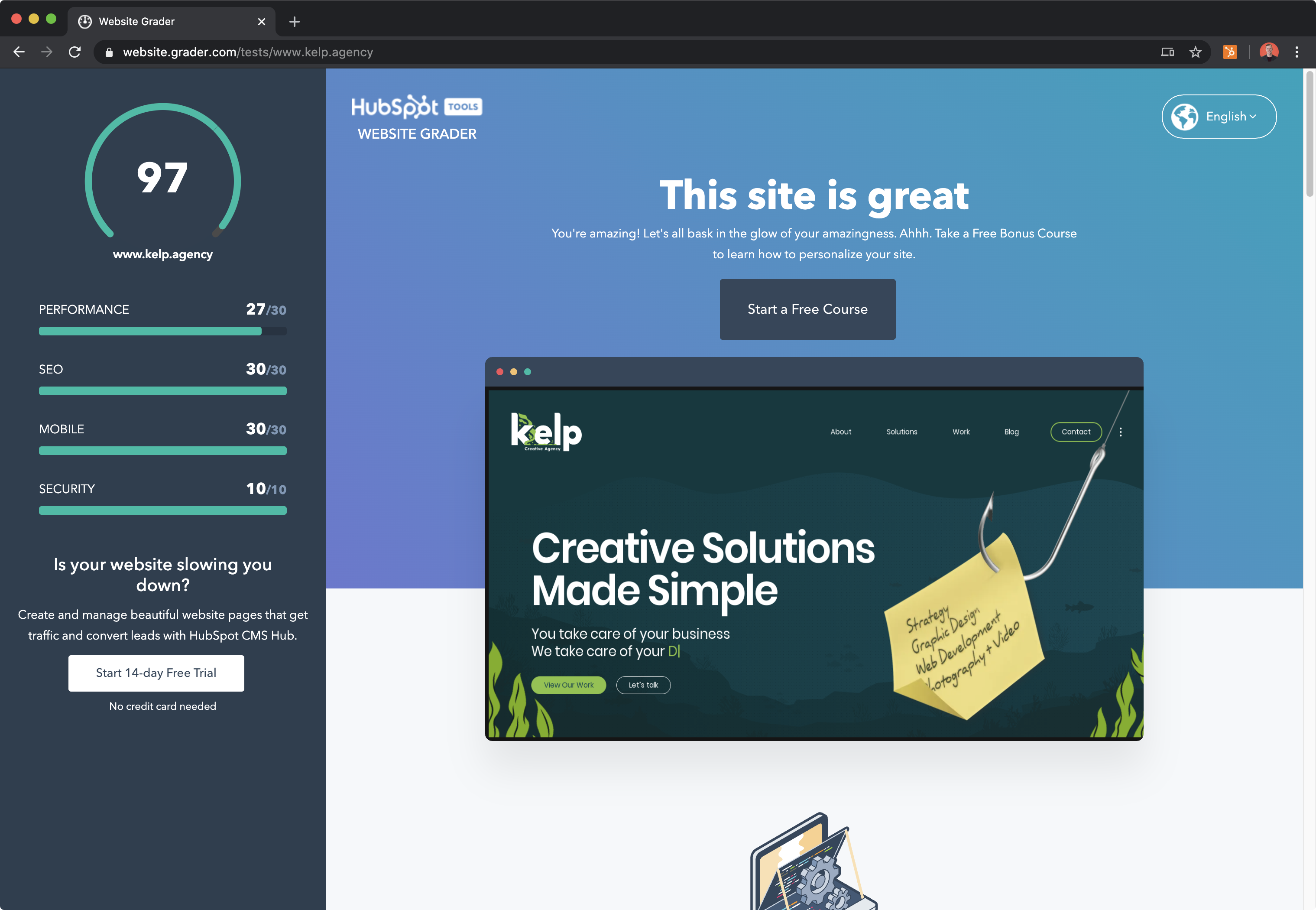 HubSpot website grader
