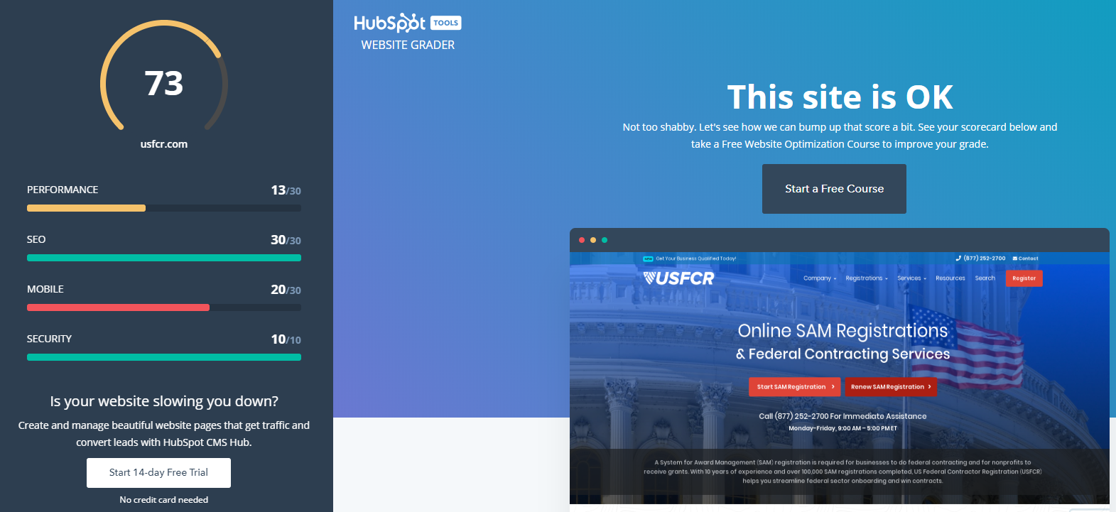 HubSpot website grader