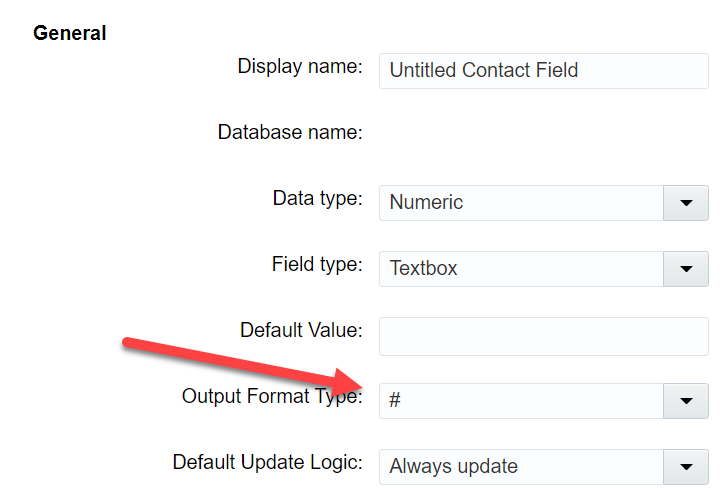 Selecting the format when creating a field