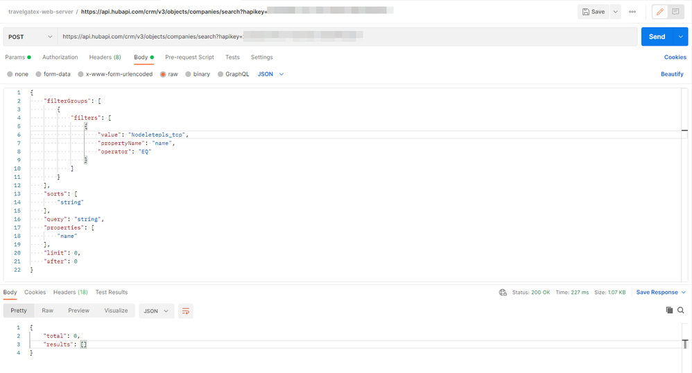 HubSpot Community API v3 (hubspot/apiclient) Companies doSearch