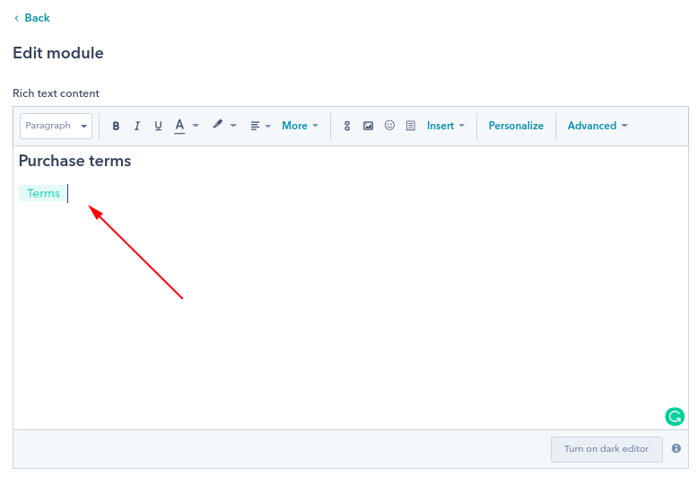 HubSpot Community Custom Quote Template: Comments and Terms rich text