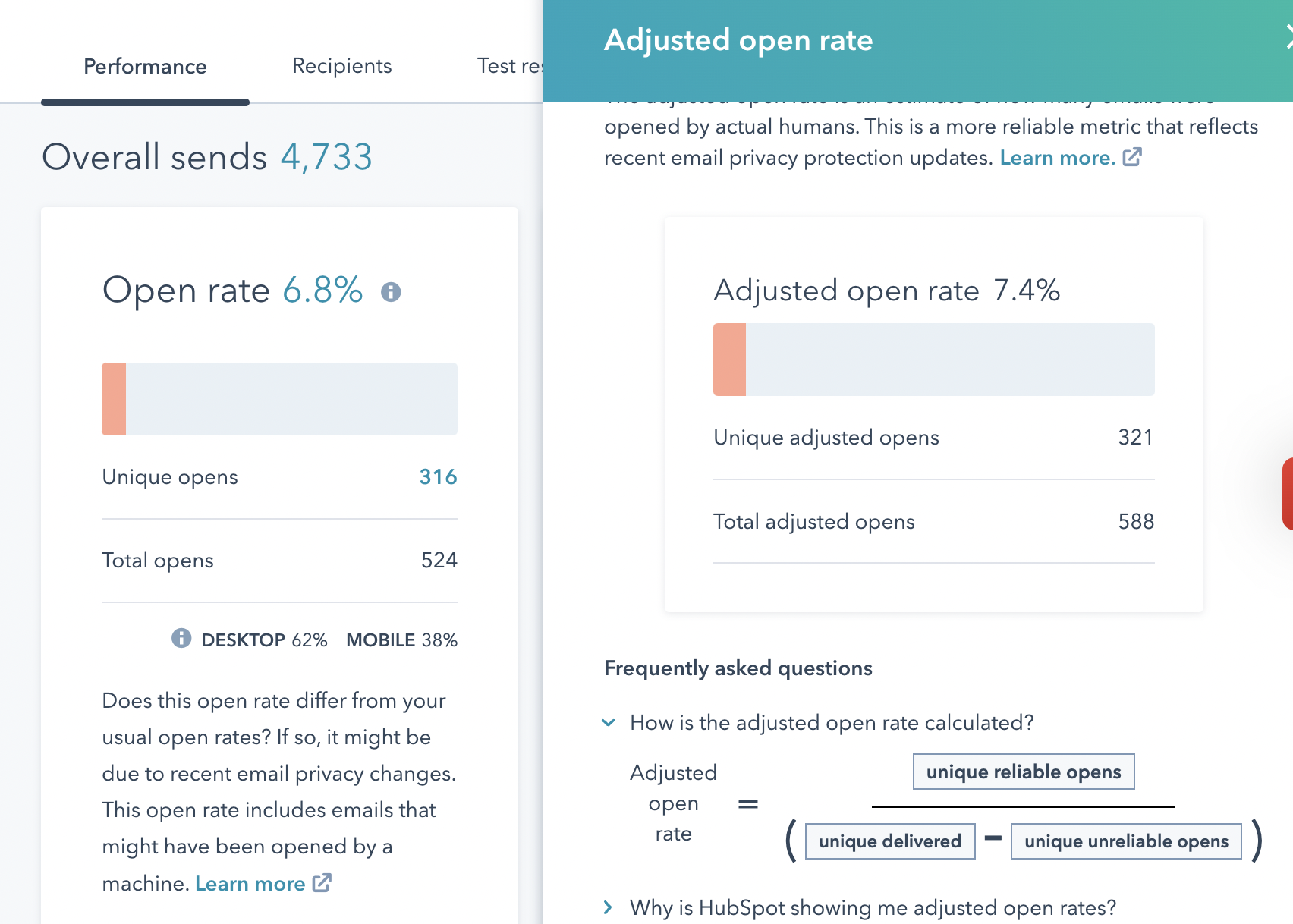 HubSpot Community Explanation of Adjusted Open Rate HubSpot Community