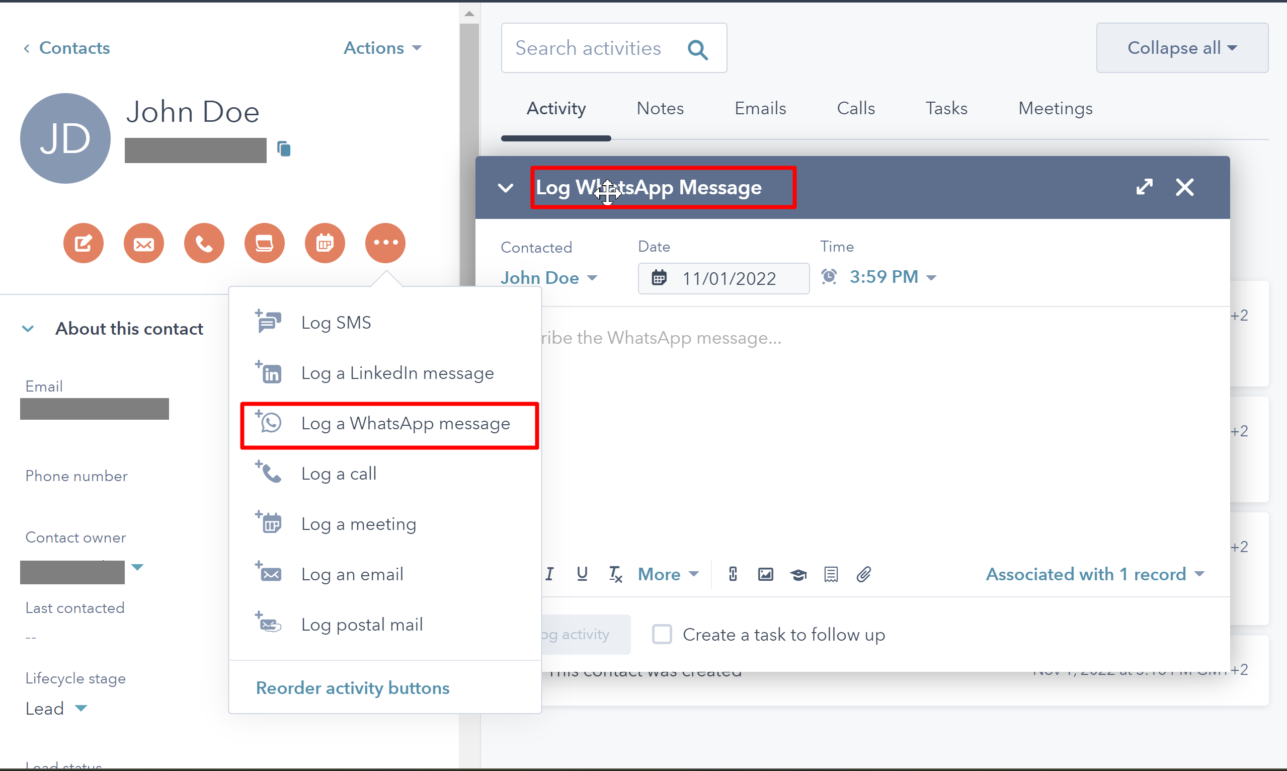 Solved HubSpot Community is it possible to create "Log a WhatsApp Message" engagement using