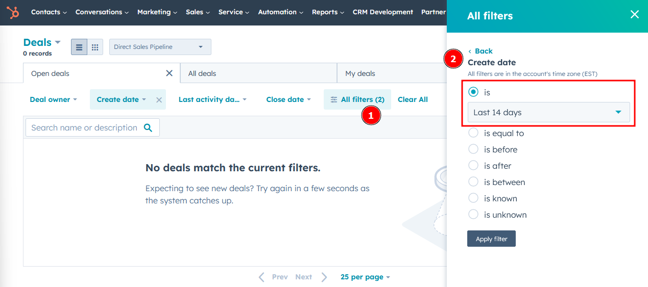Solved HubSpot Community How do I filter a Deals View "within" a set