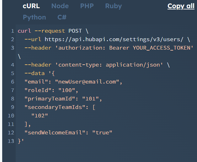 HubSpot Community User provisioning Schema and activate user